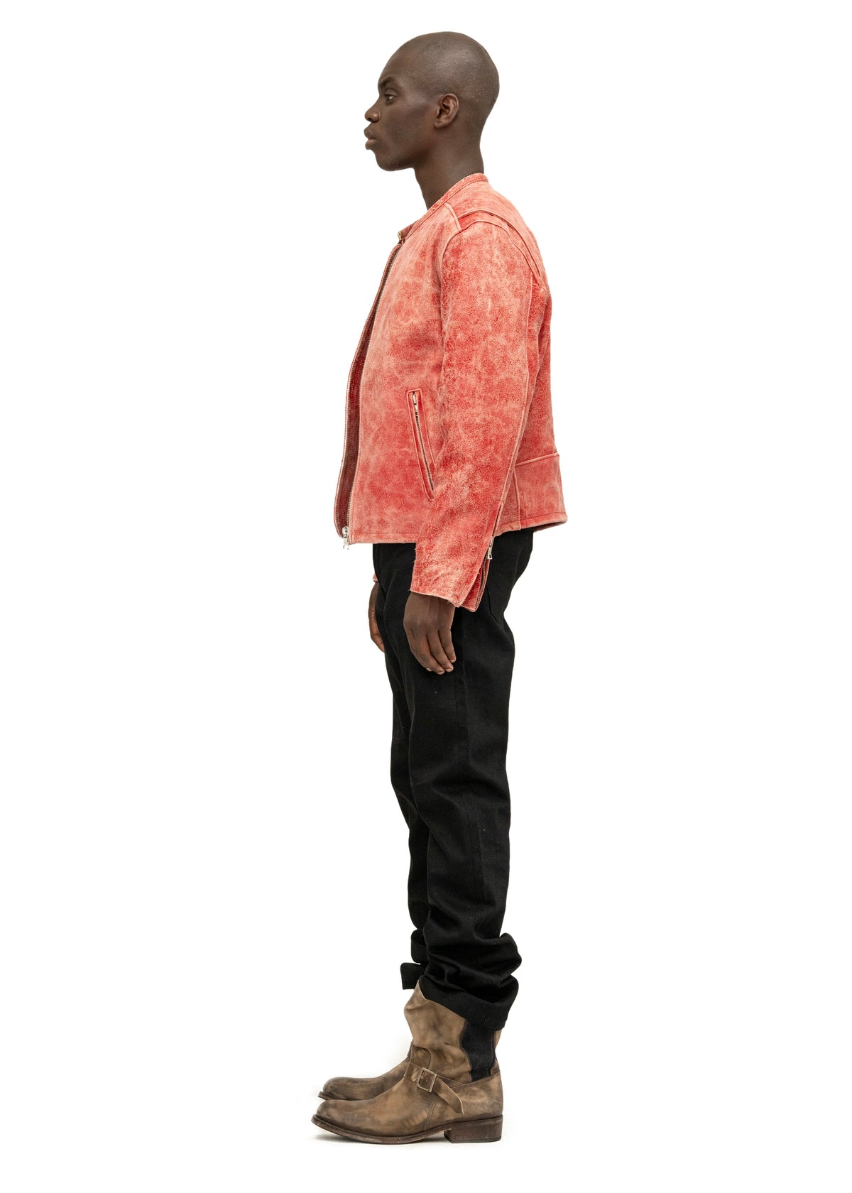 RED RACER CUT LEATHER JACKET
