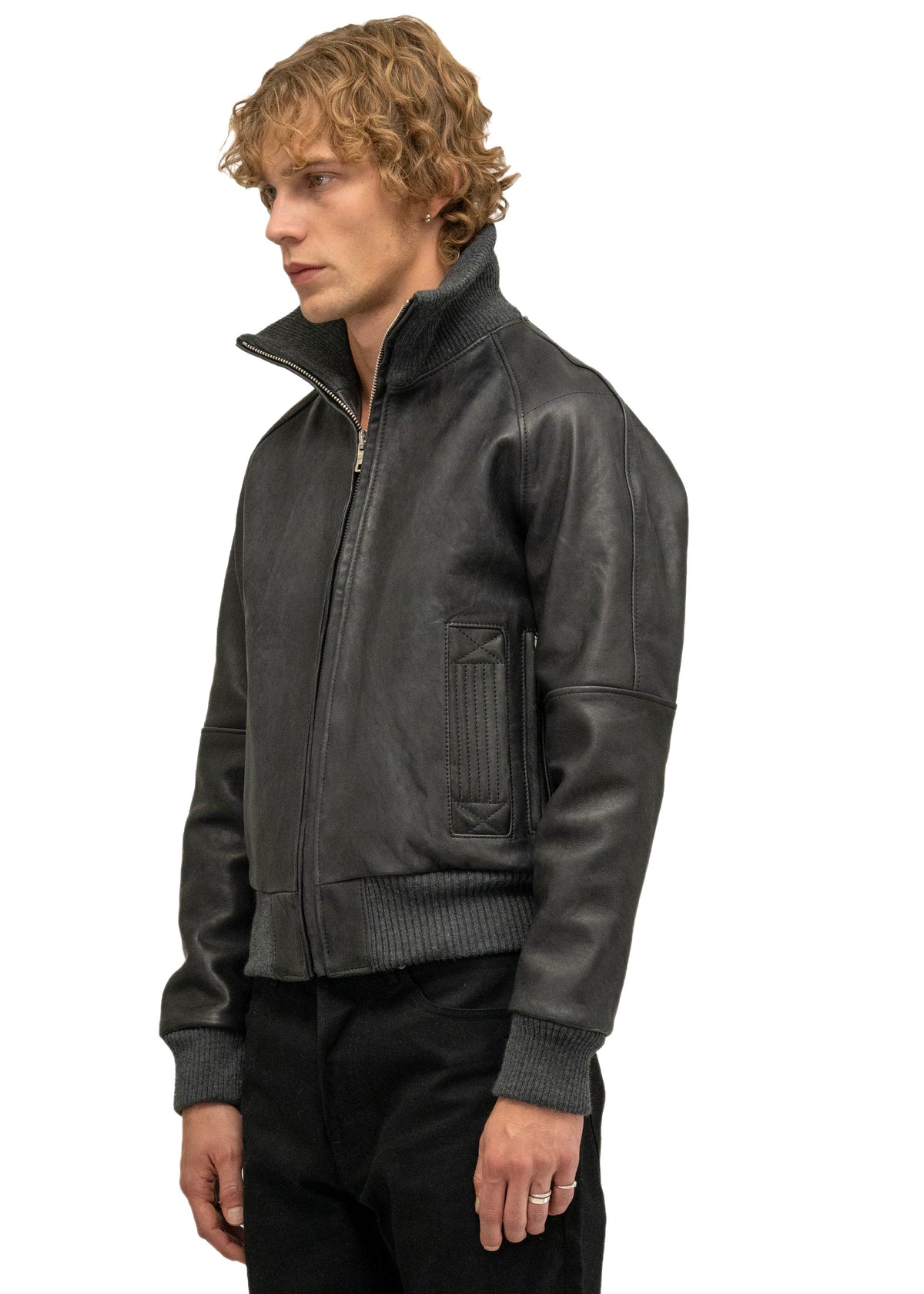 DUST ONE CUT LEATHER JACKET BLACK