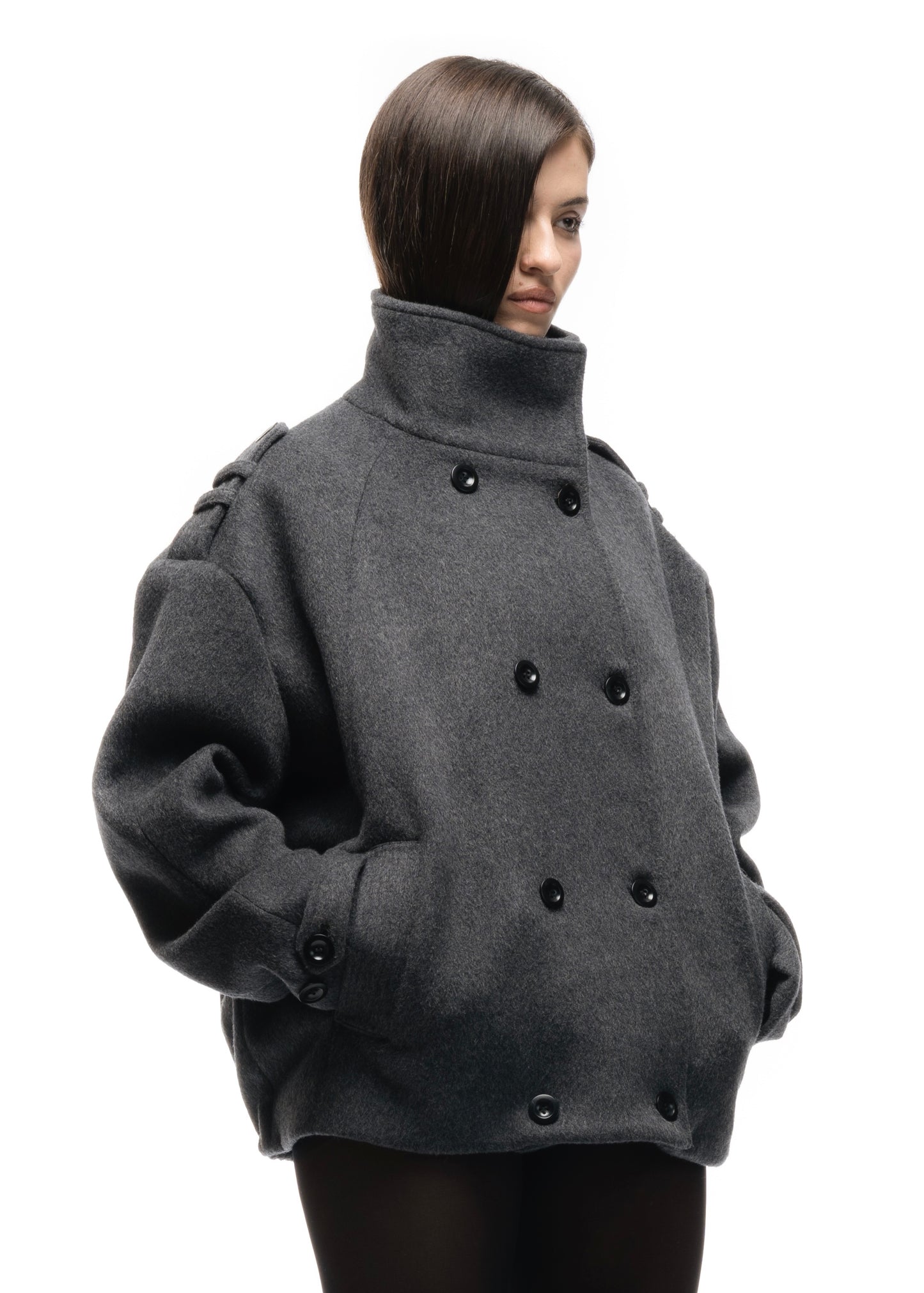 BUTTON UP MARINE JACKET GREY FEMALE