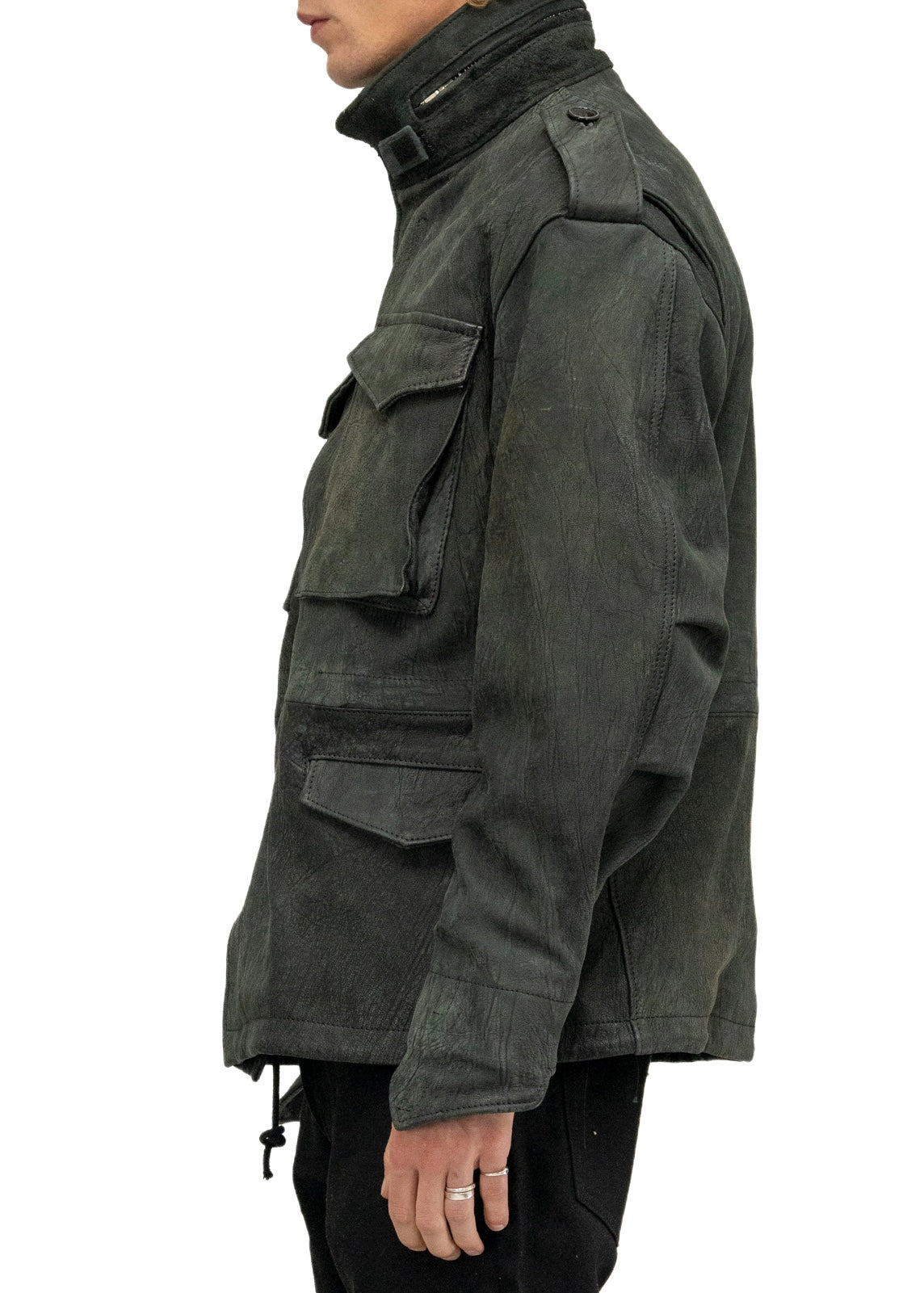 LEATHER FIELD PARKA BLACK