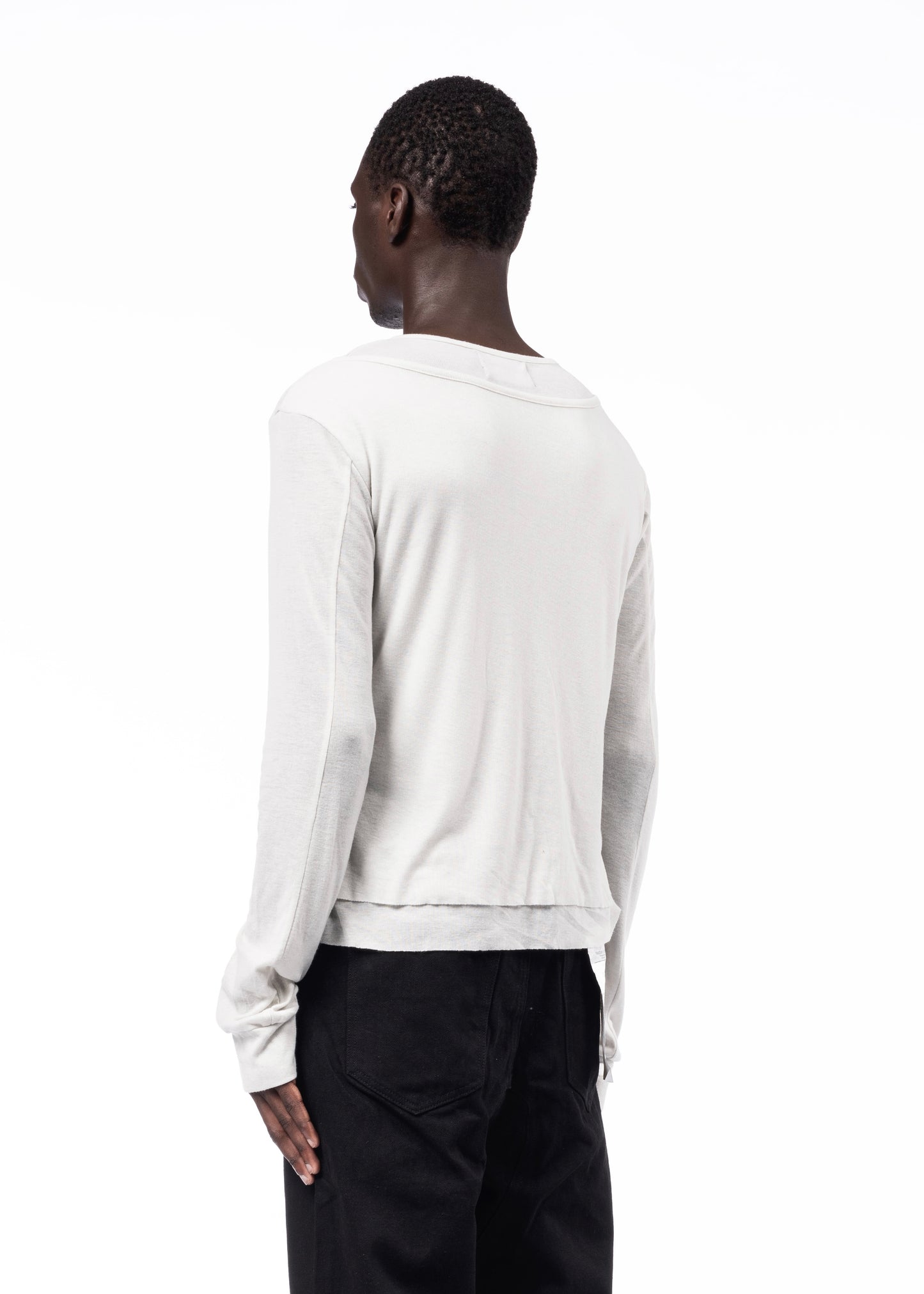 DOUBLE LAYERED BUTTON ORGANIC COTTON SHIRT WHITE