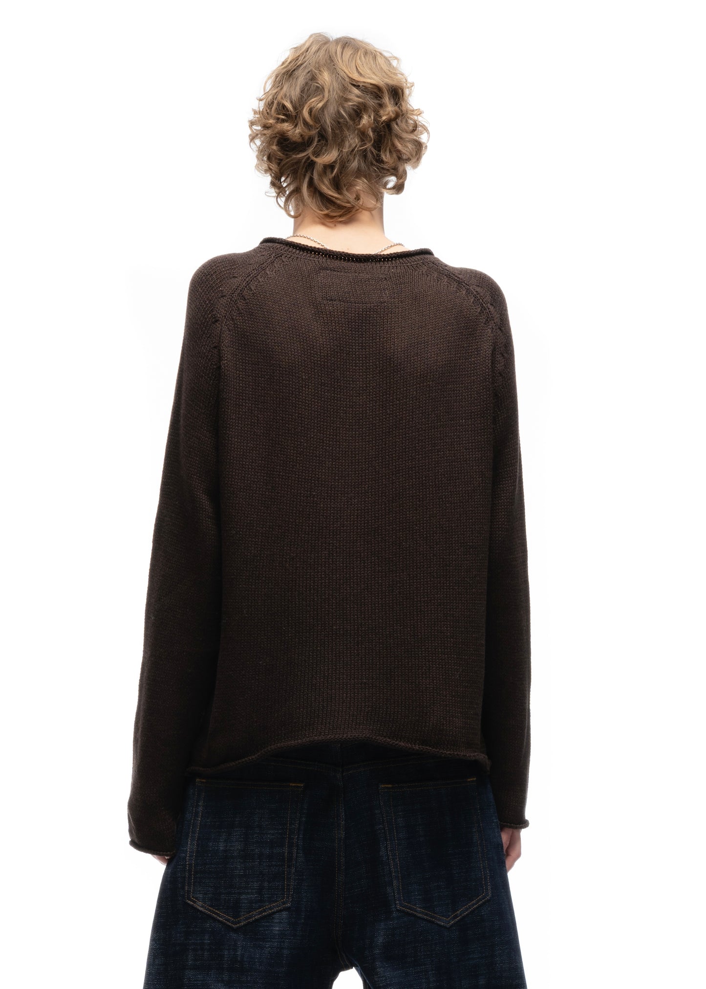 BUTTON KNIT SWEATER BROWN