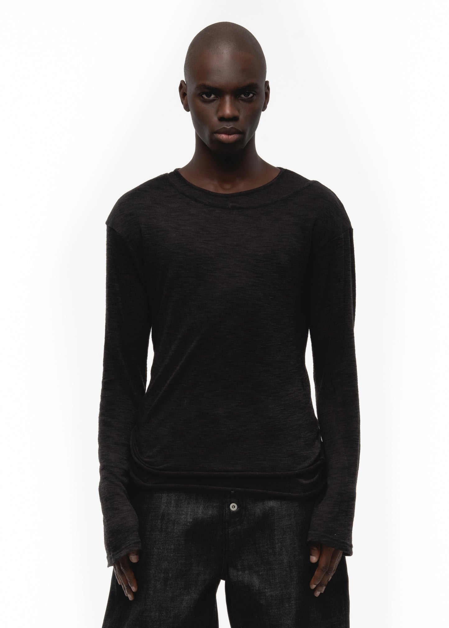 JAPANESE DOUBLE-LAYERED LONGSLEEVE BLACK