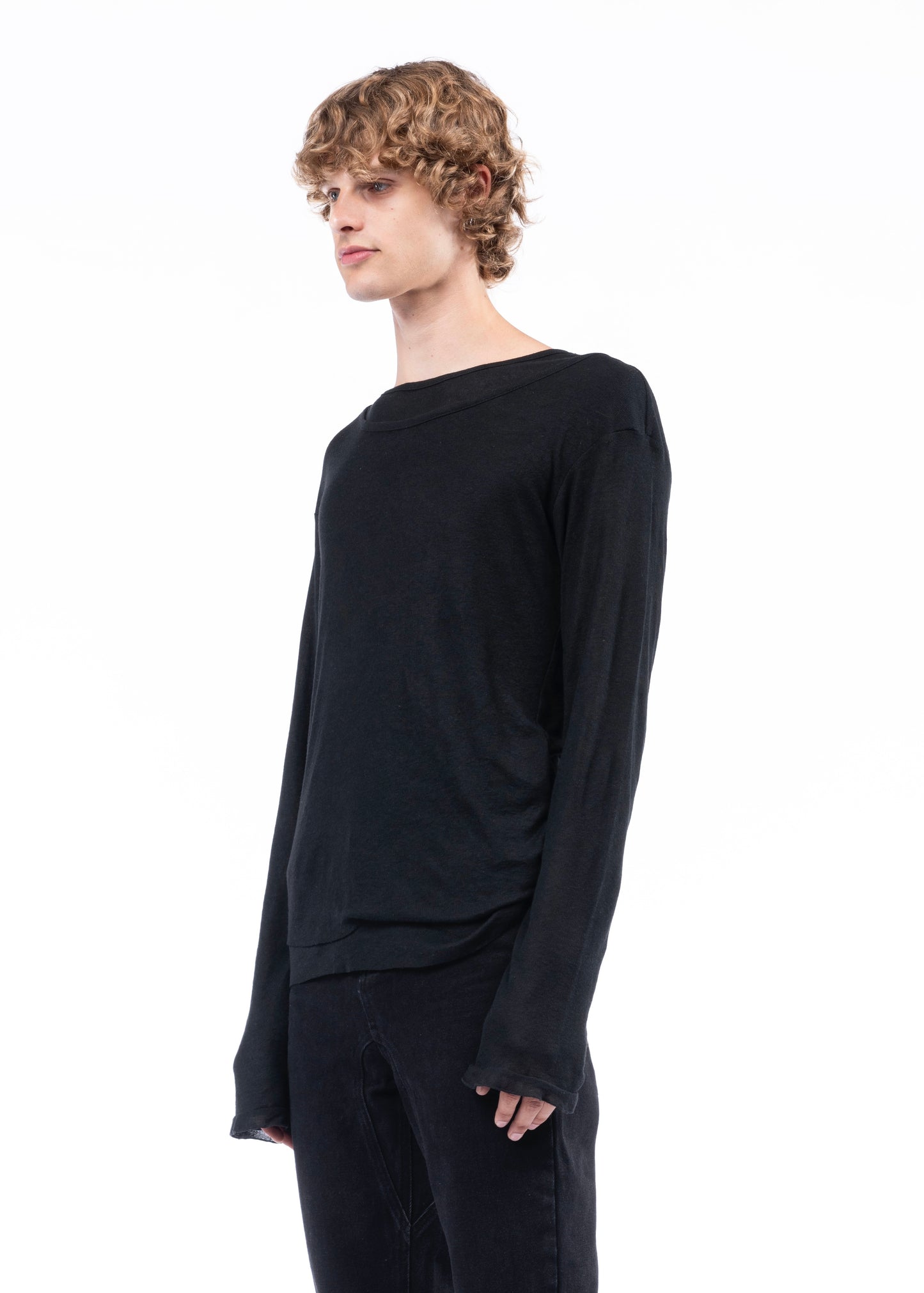 DOUBLE LAYERED ORGANIC COTTON LONGSLEEVE BLACK