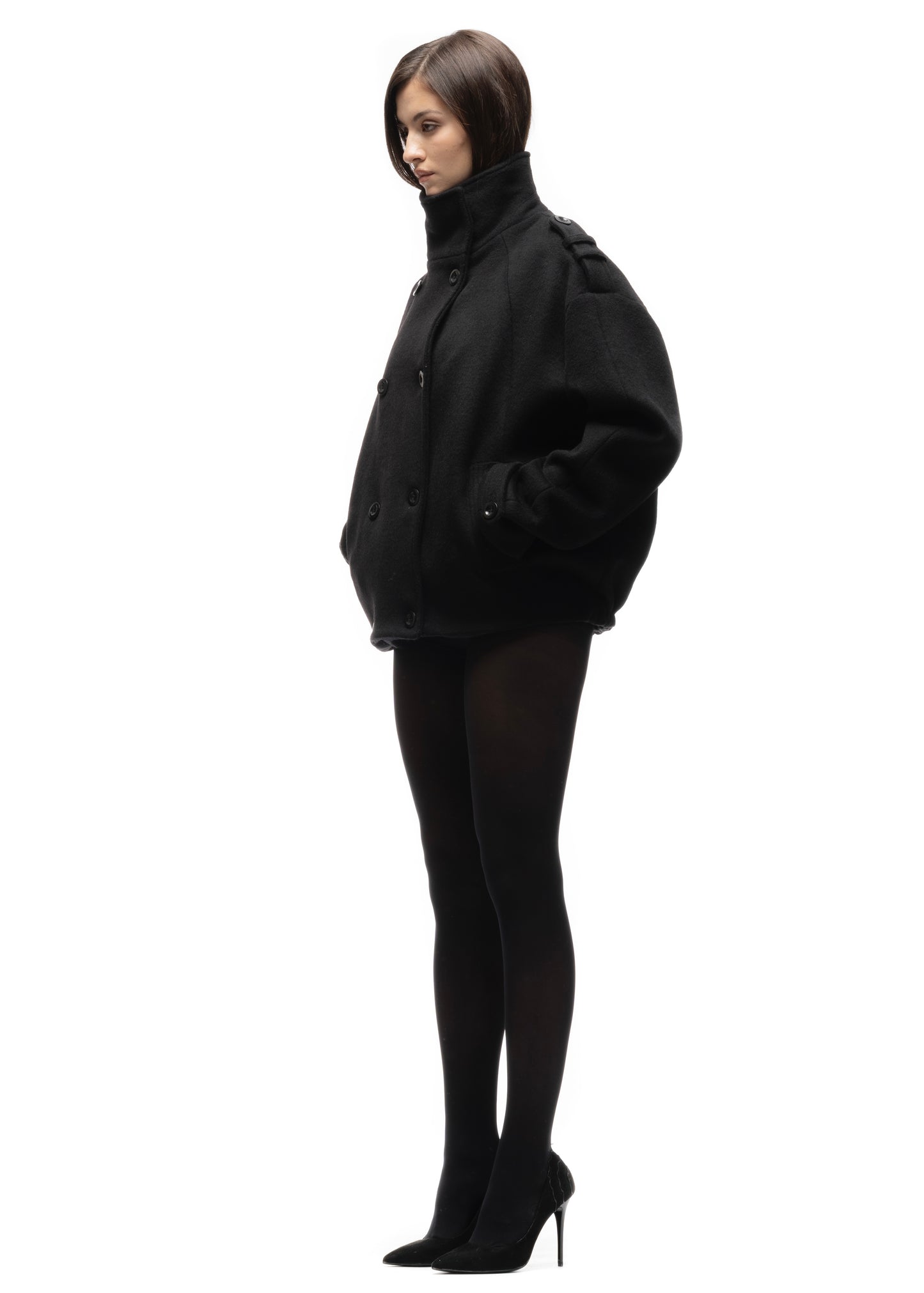 BUTTON UP MARINE JACKET BLACK FEMALE