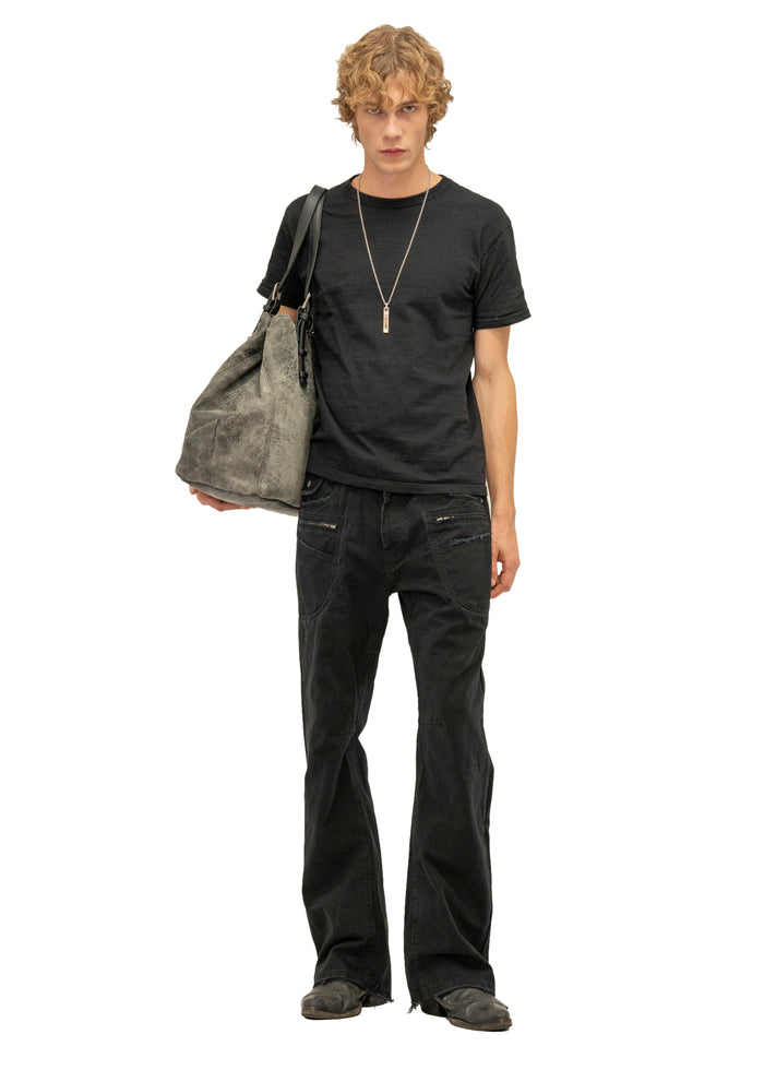 FRAYED BOOTCUT DENIM BLACK