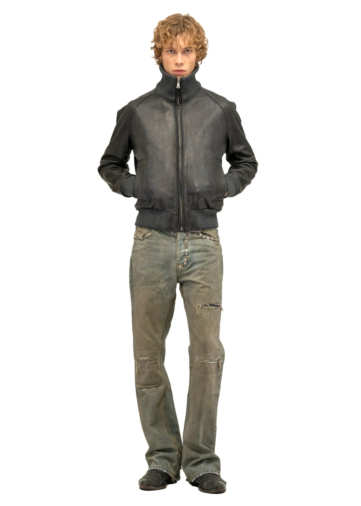 STUDDED SELVEDGE BOOTCUT DENIM