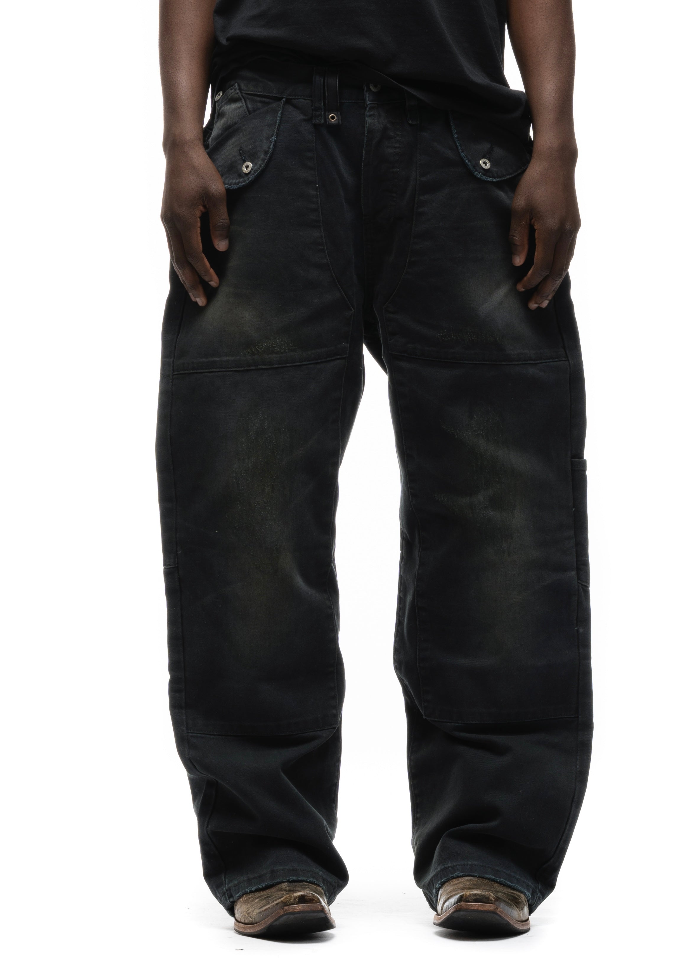 JAPANESE DOUBLE KNEE CUT BLACK – NO/FAITH STUDIOS