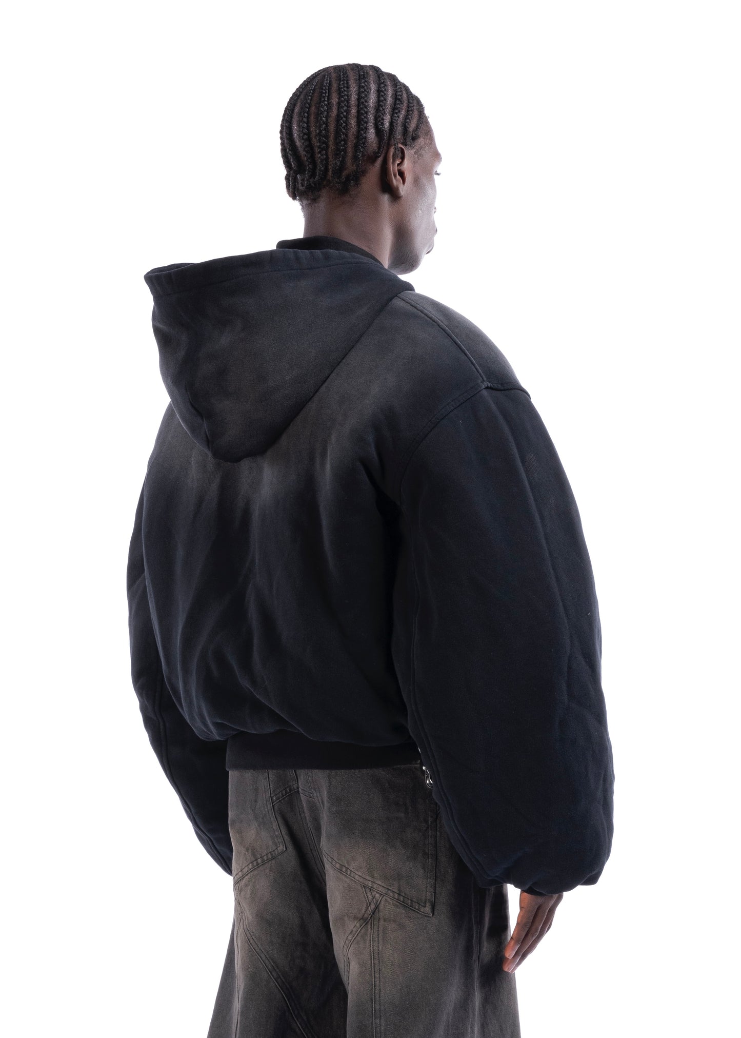 REVERSIBLE HOOD BOMBER JACKET BLACK