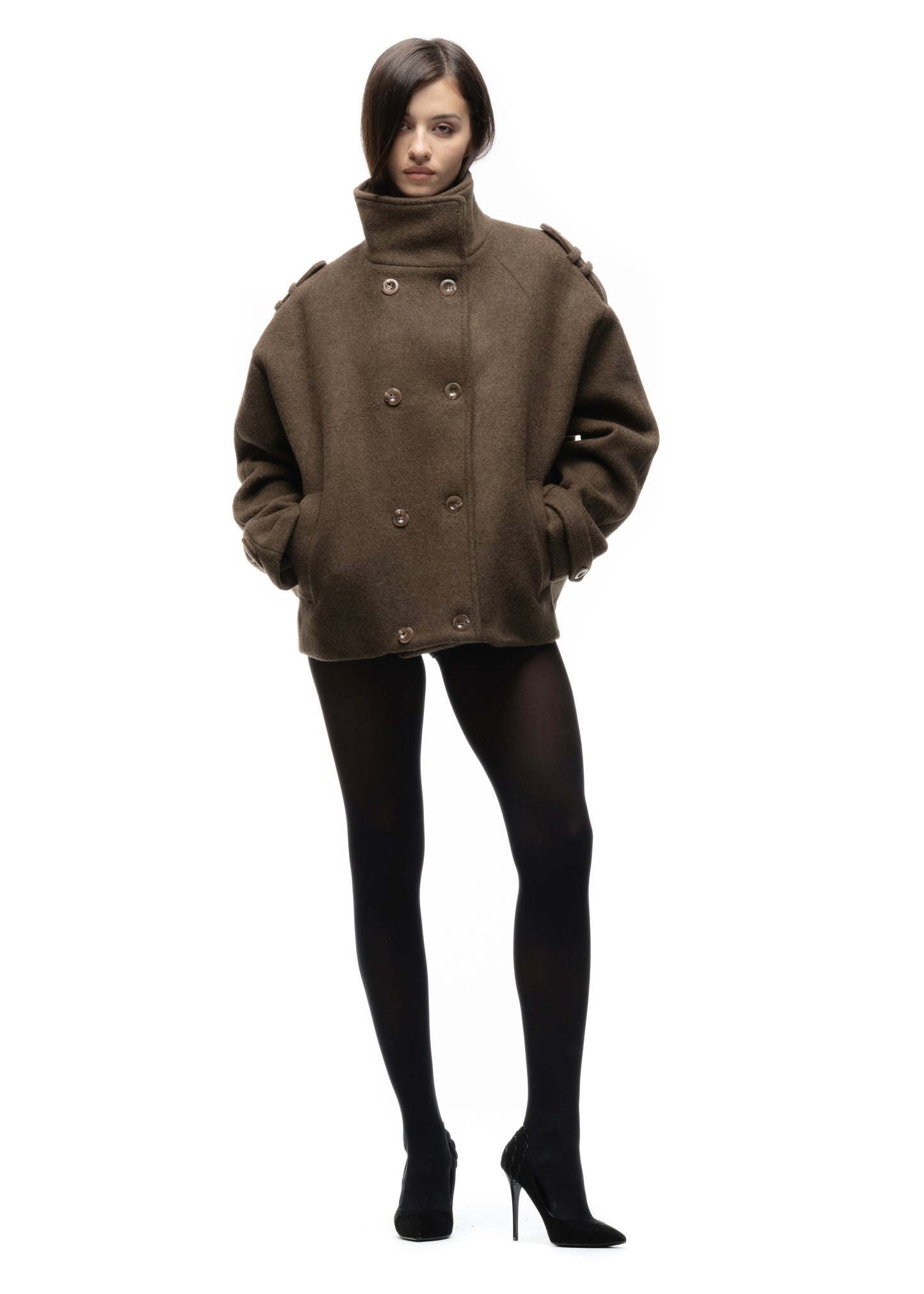 BUTTON UP MARINE JACKET GREEN FEMALE