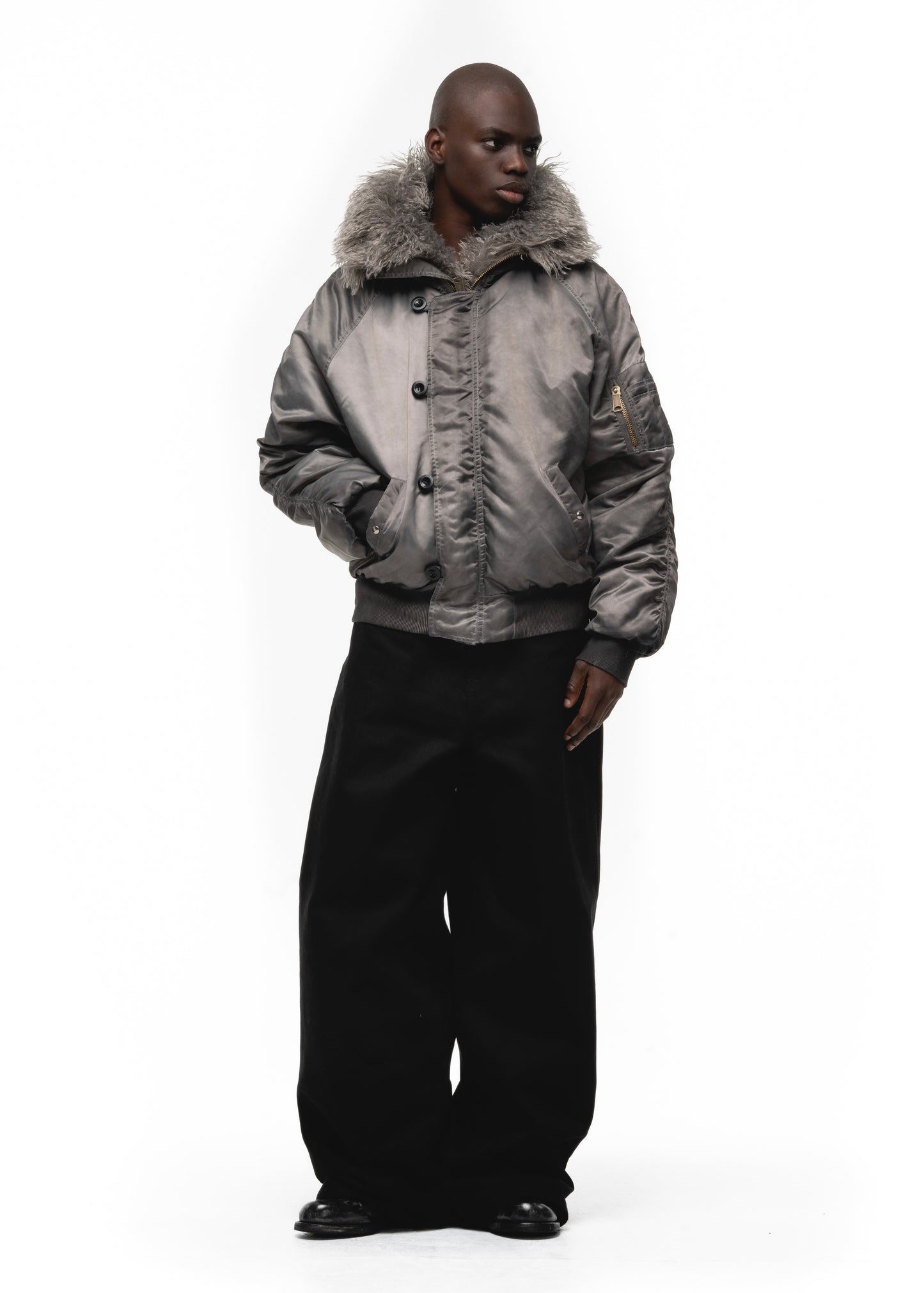 ASTRO FUR BOMBER JACKET GREY