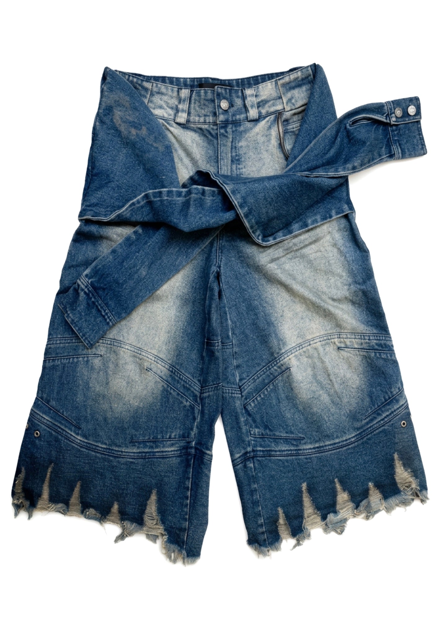 LAYERED DENIM SHORTS