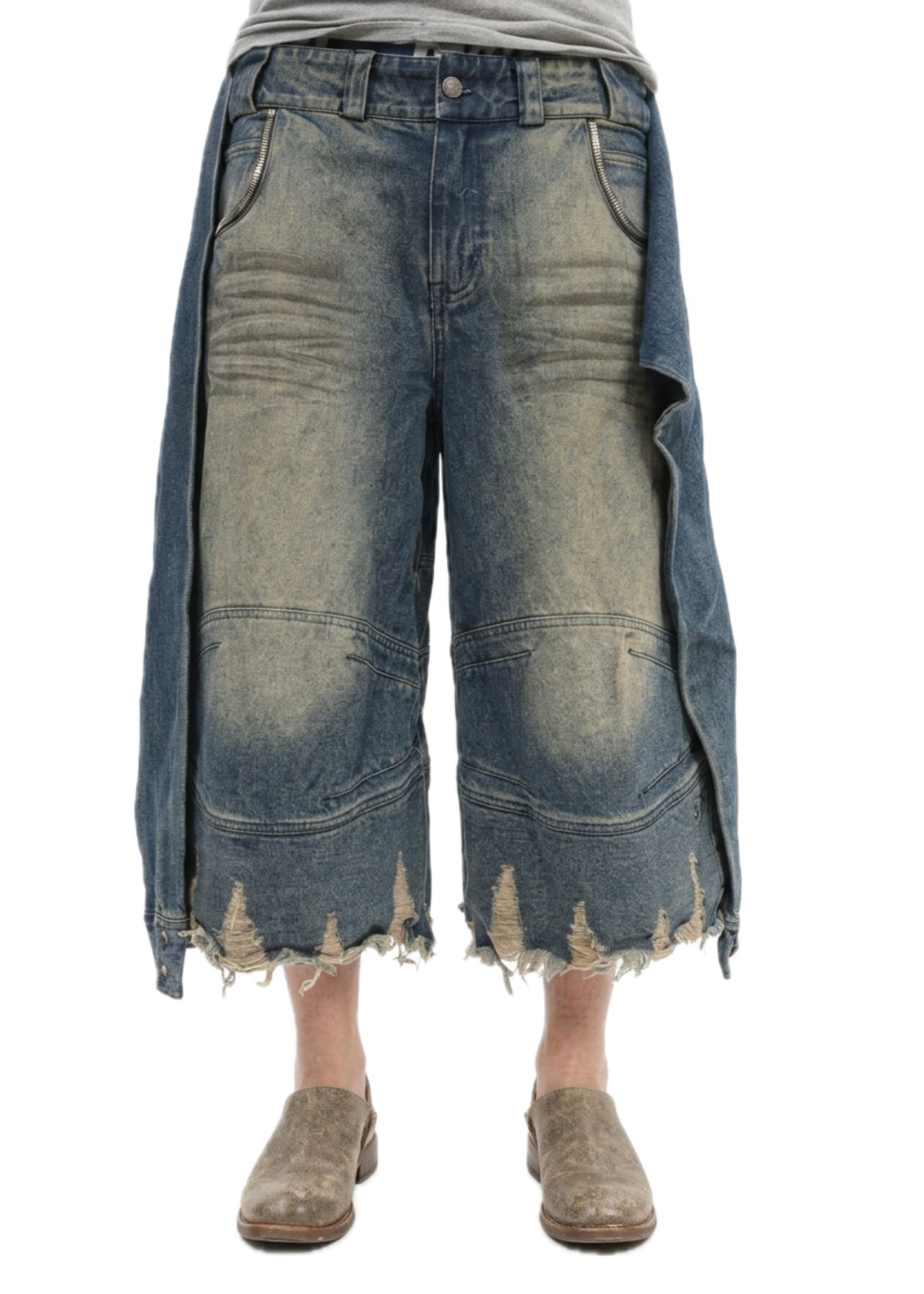 LAYERED DENIM SHORTS