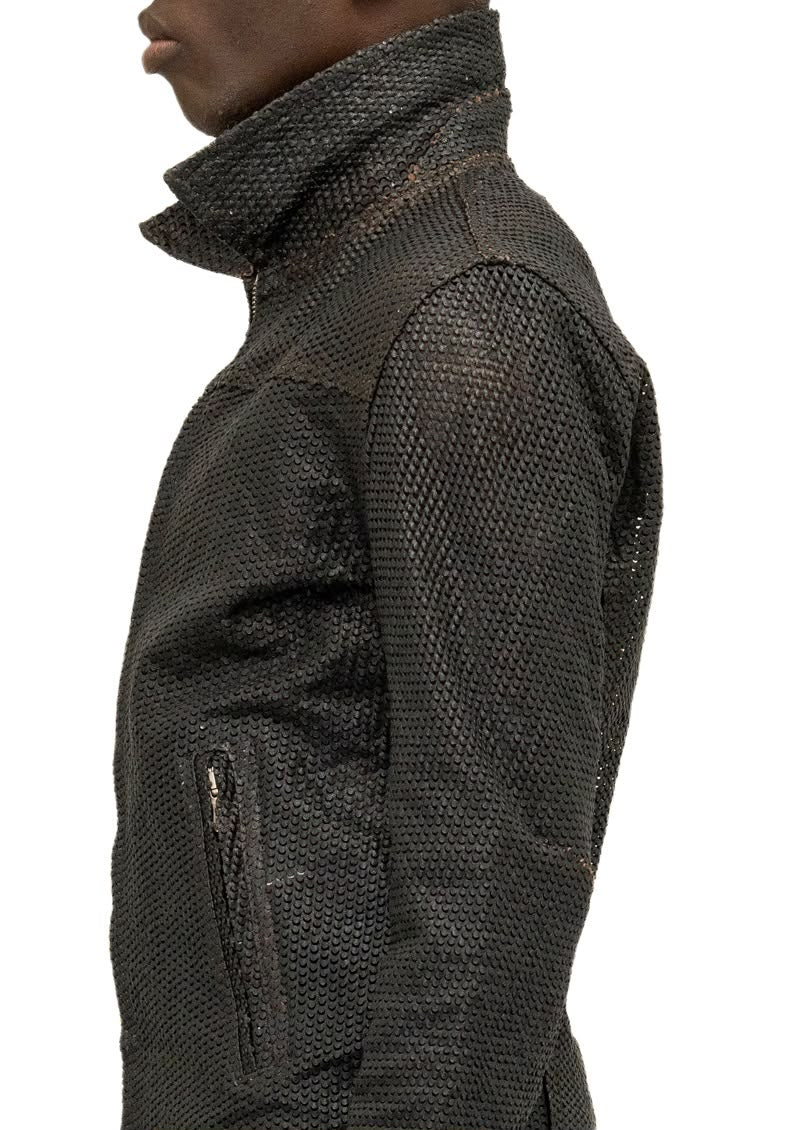 MESH LEATHER JACKET