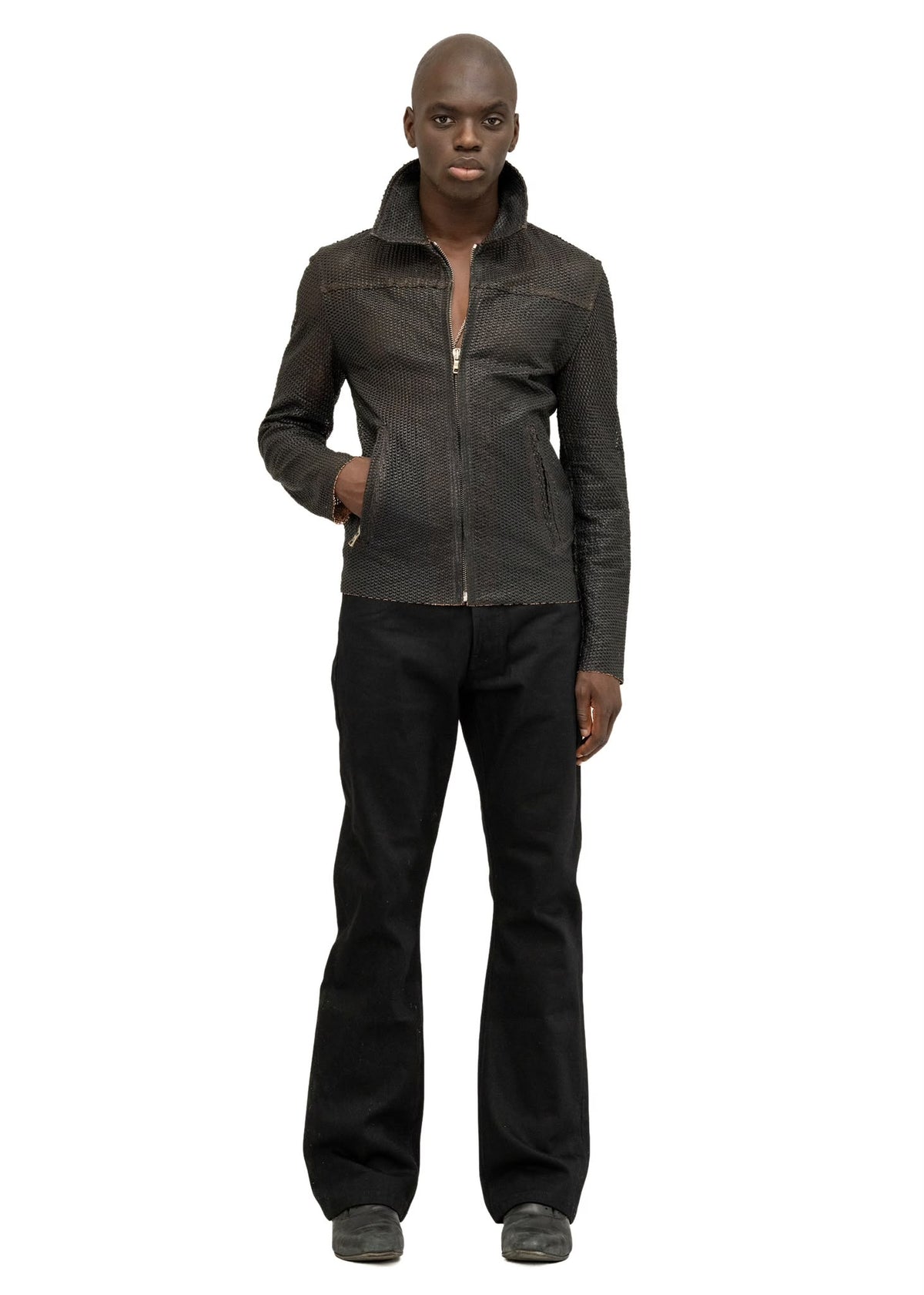 MESH LEATHER JACKET