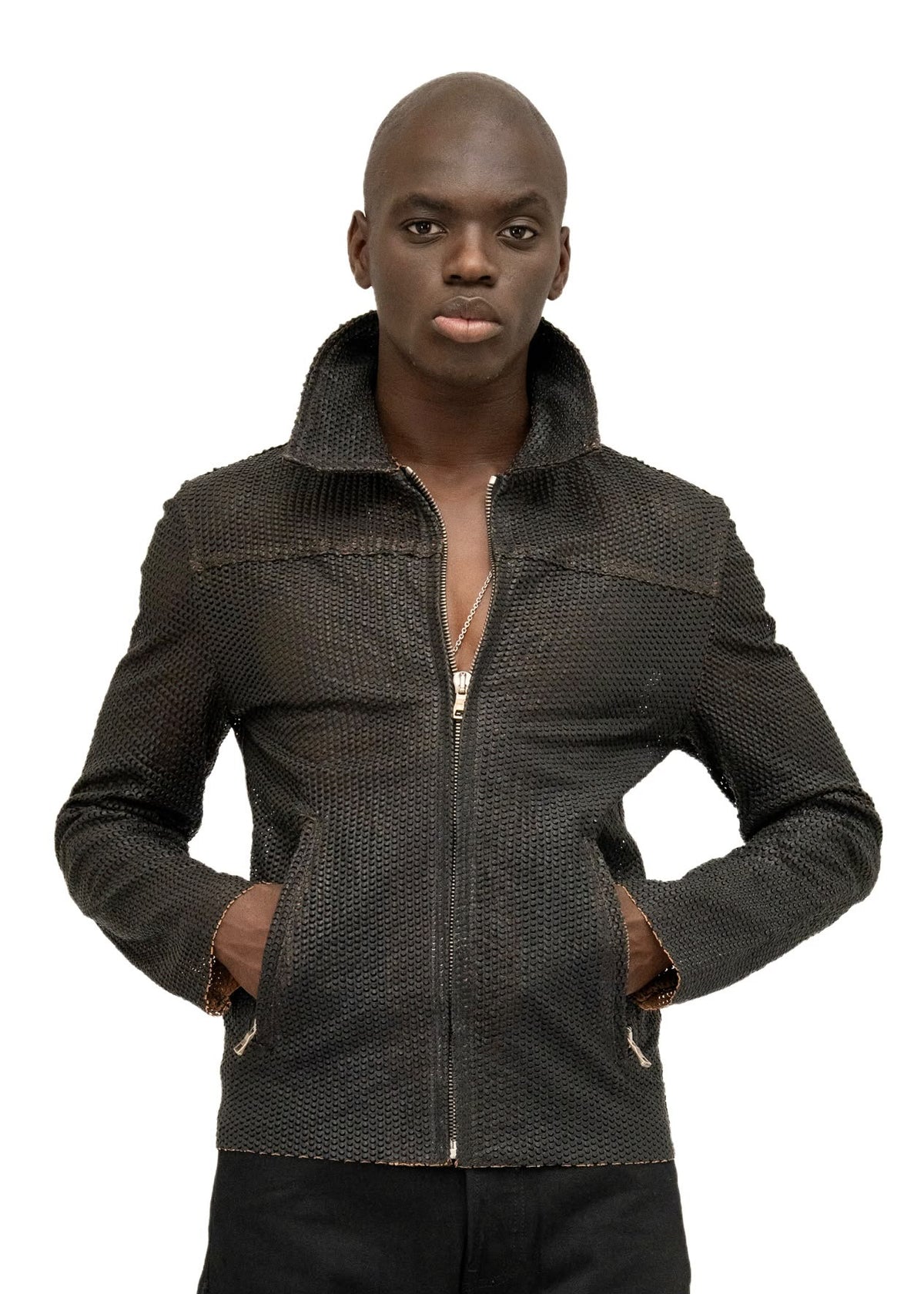 MESH LEATHER JACKET