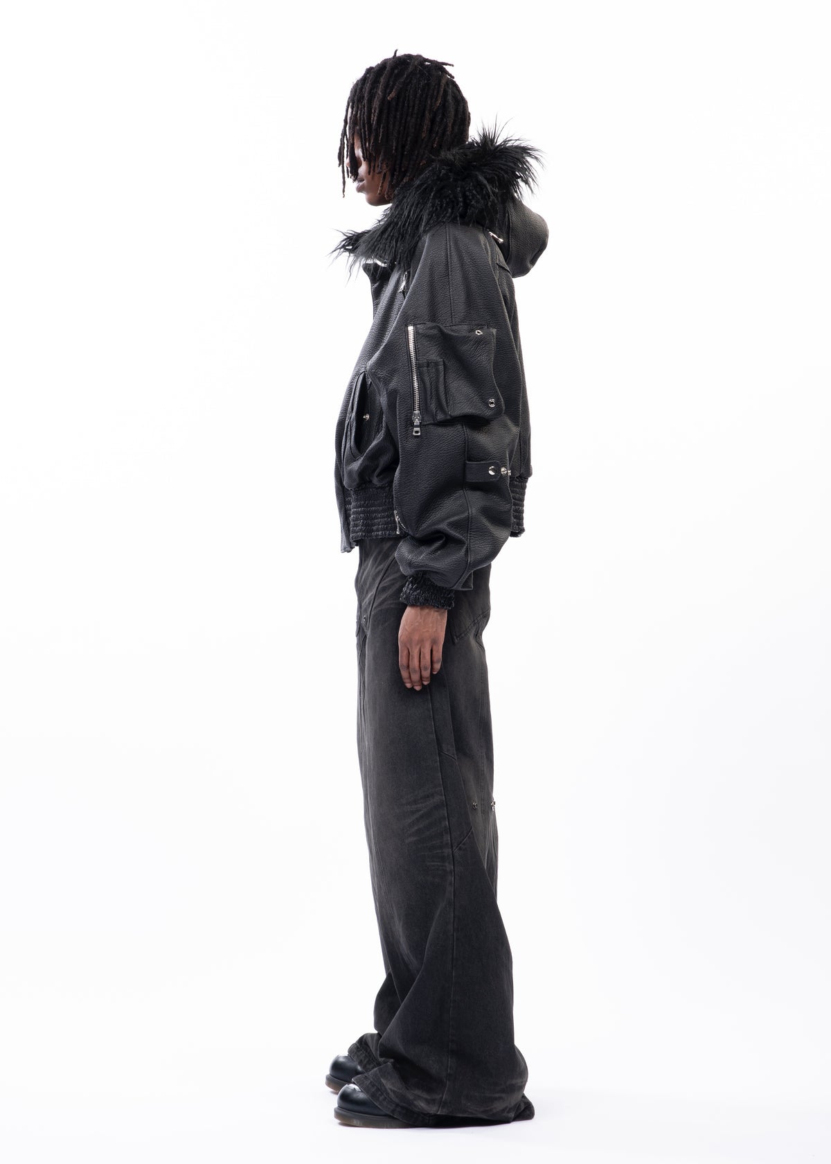 ASTRO FUR JACKET BLACK LEATHER