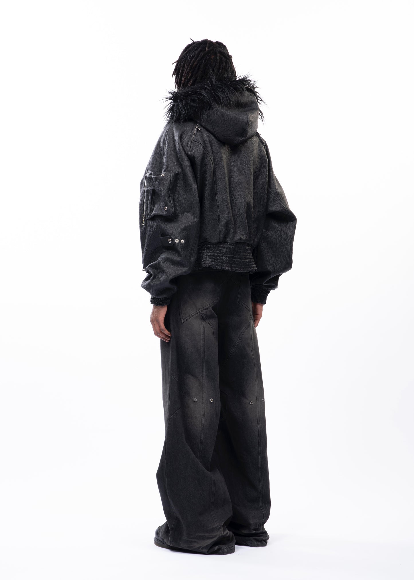 ASTRO FUR JACKET BLACK LEATHER