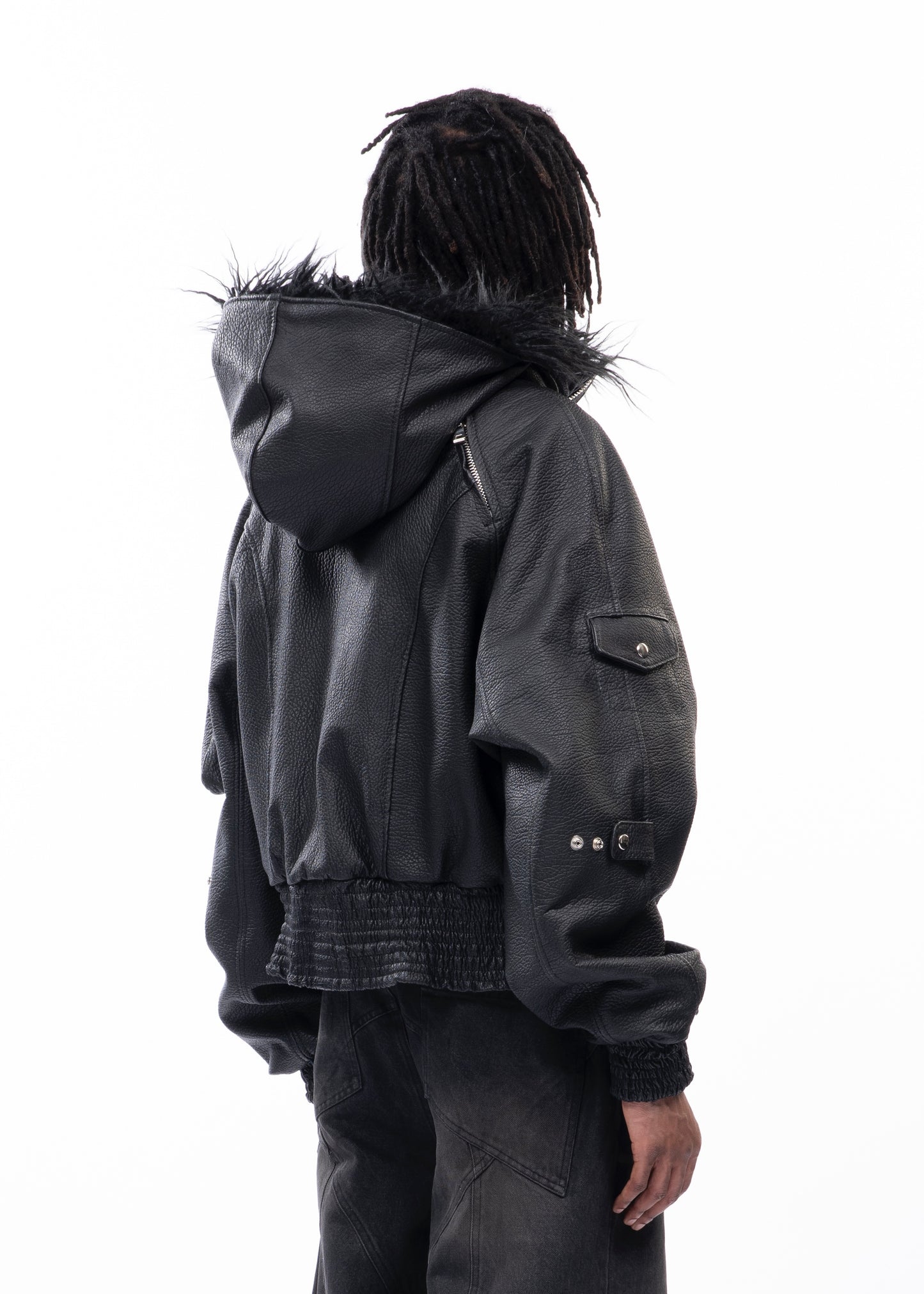 ASTRO FUR JACKET BLACK LEATHER