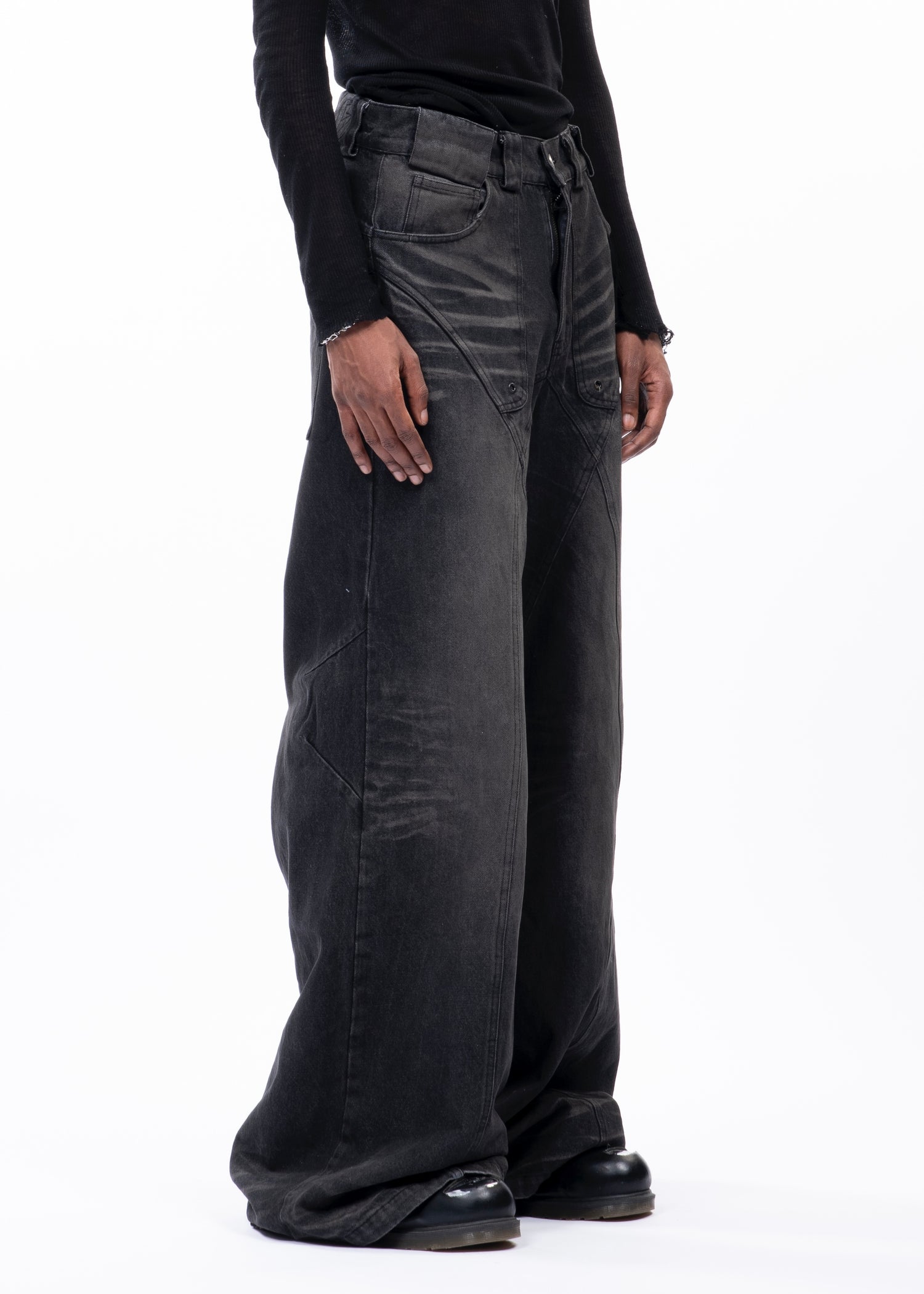 NO/FAITH STUDIOS FLARED DENIM 001 BLACK-