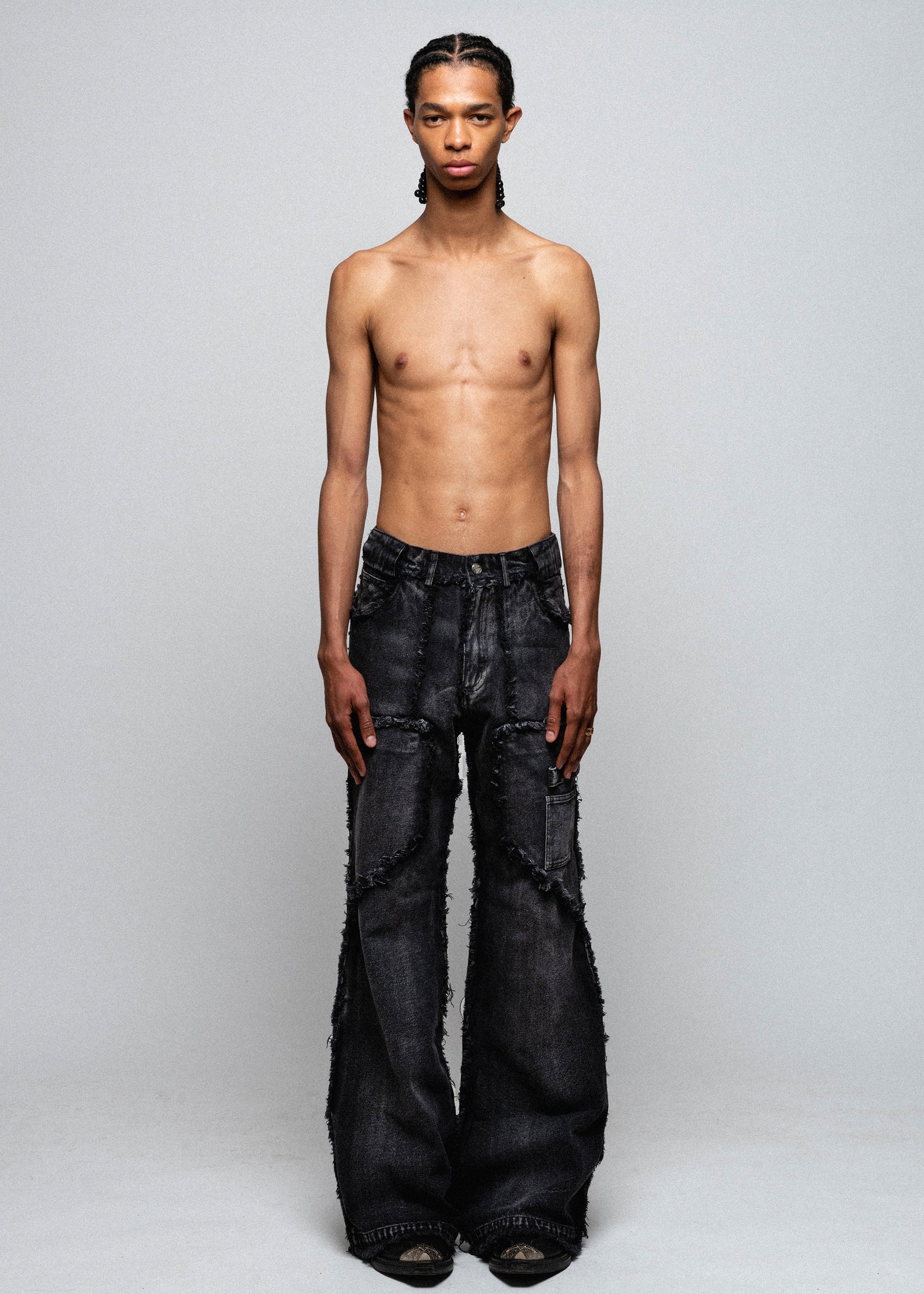 NO/FAITH STUDIOS FLARED DENIM 001 BLACK | guardline.kz