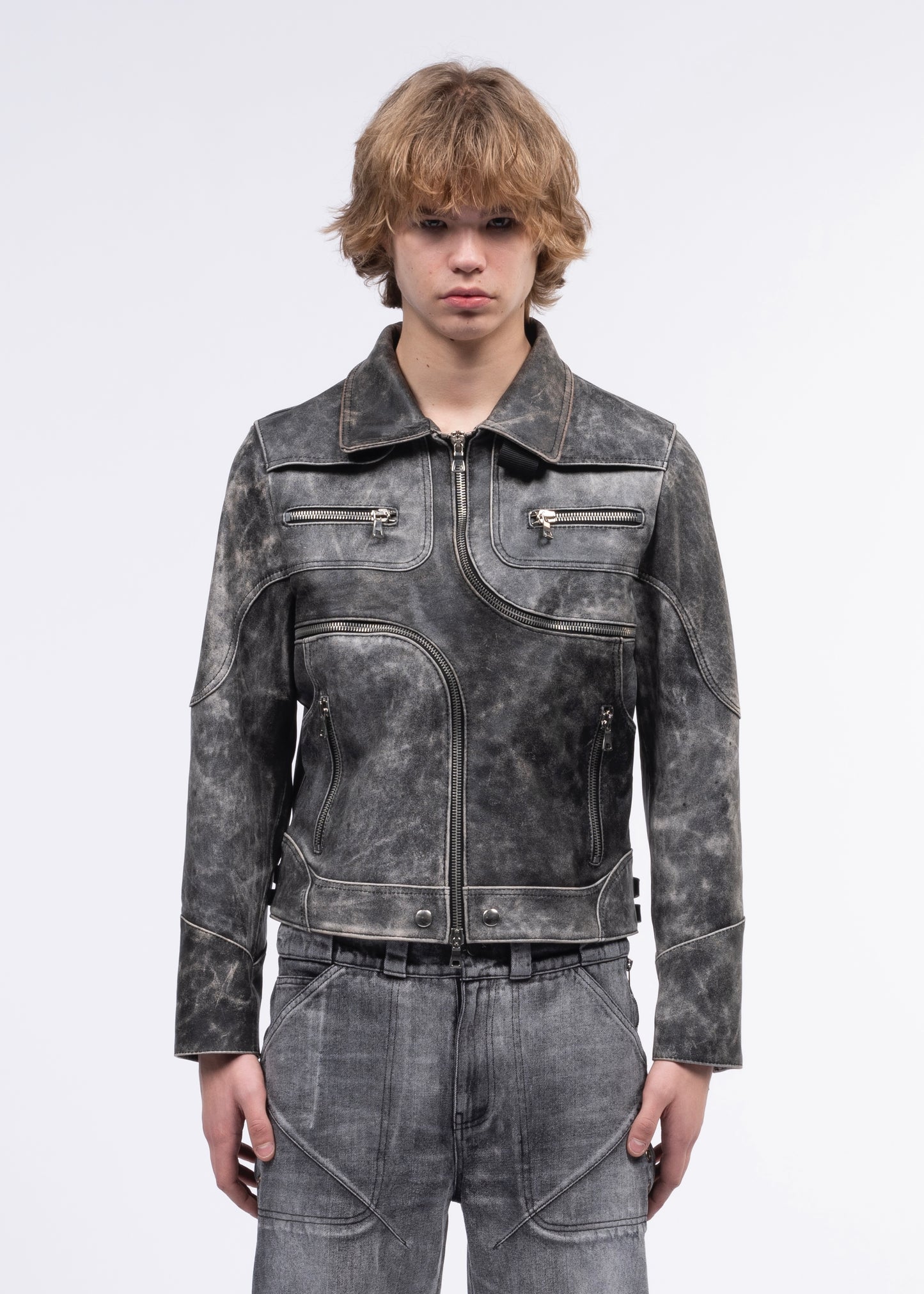 SNAKE ZIP LEATHER JACKET – NO/FAITH STUDIOS