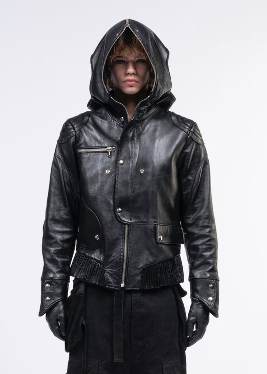 APRONS LEATHER HOOD JACKET