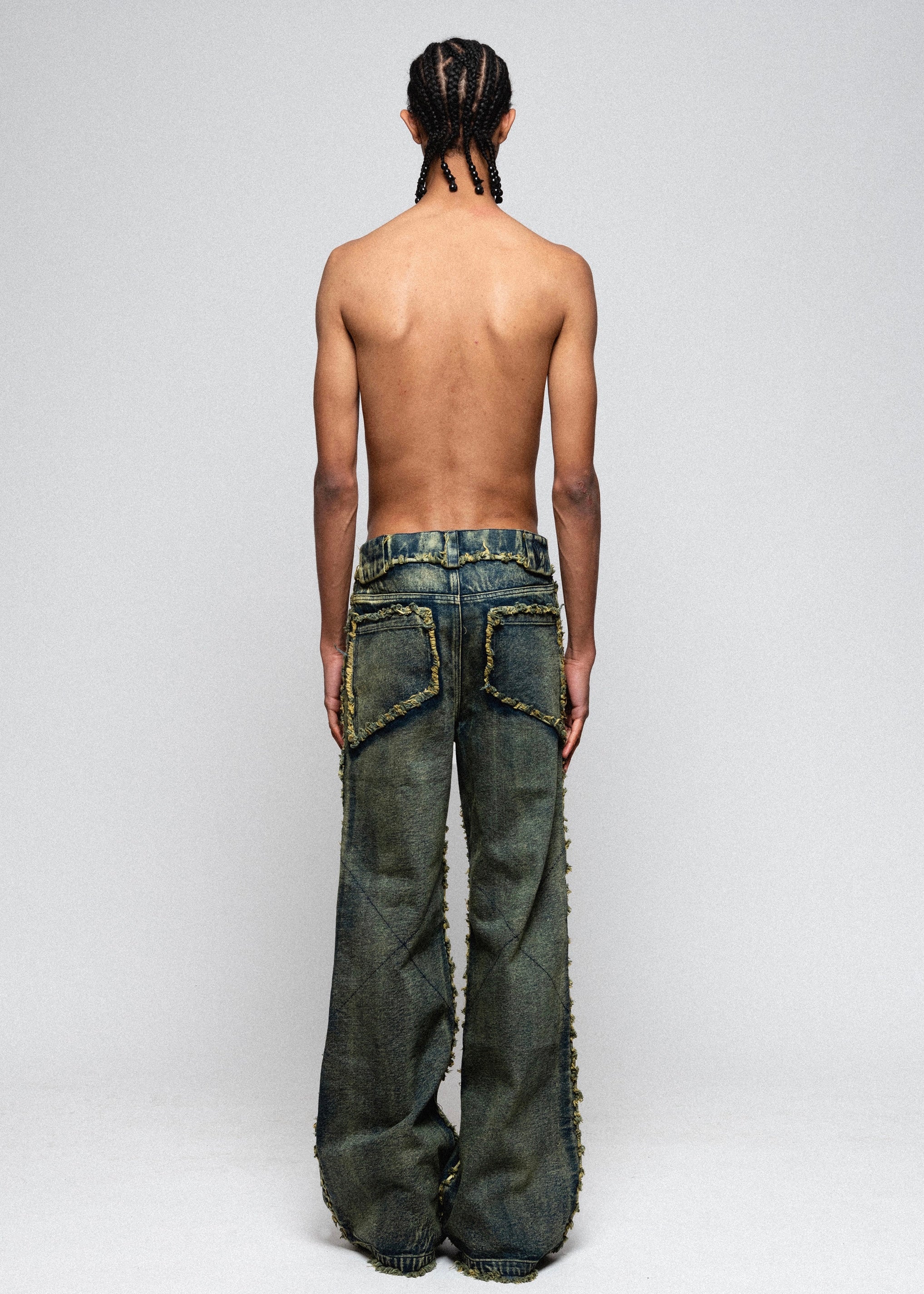 FLARED DENIM 002 GREEN/BLUE – NO/FAITH STUDIOS