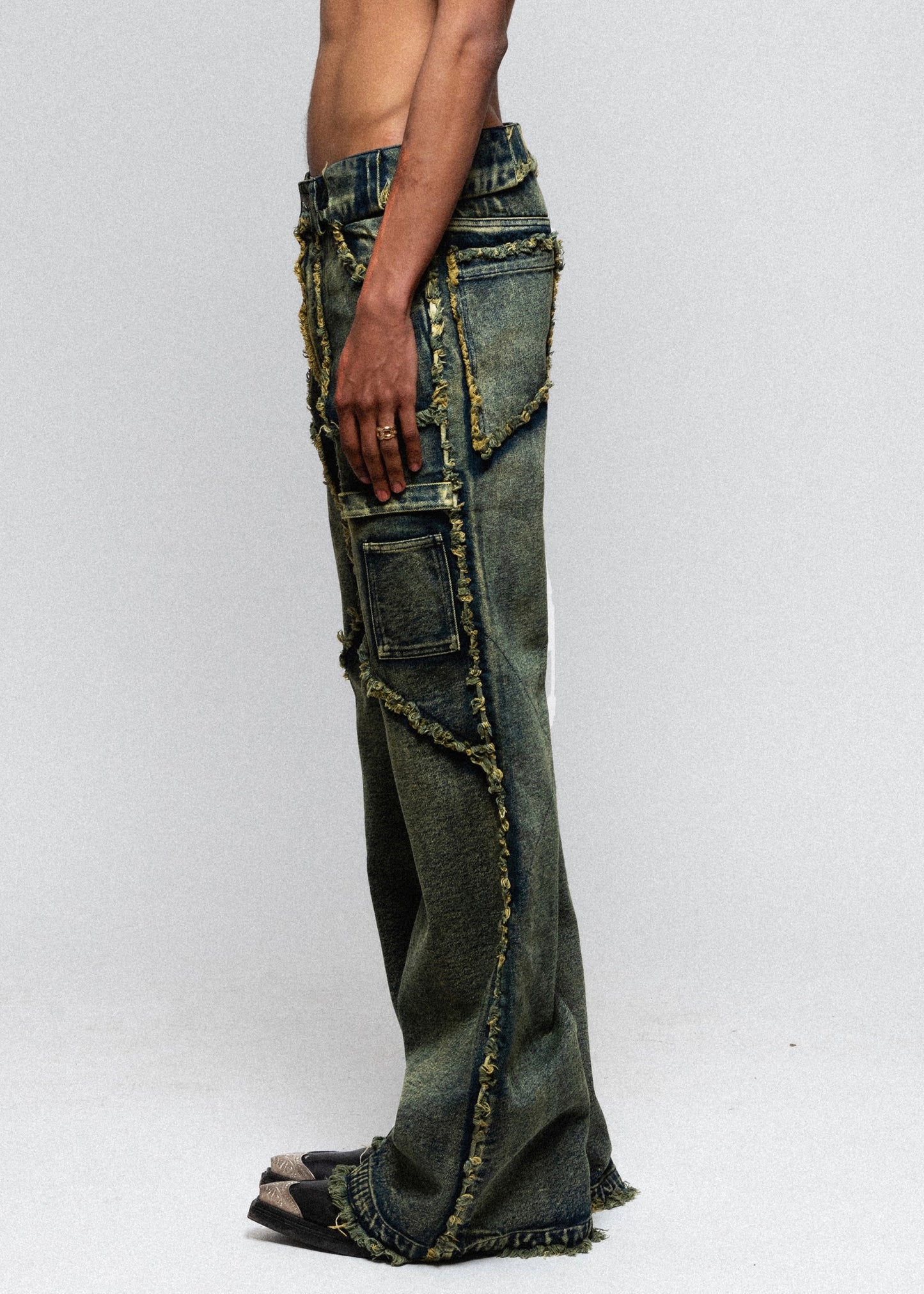 FLARED DENIM 002 GREEN/BLUE