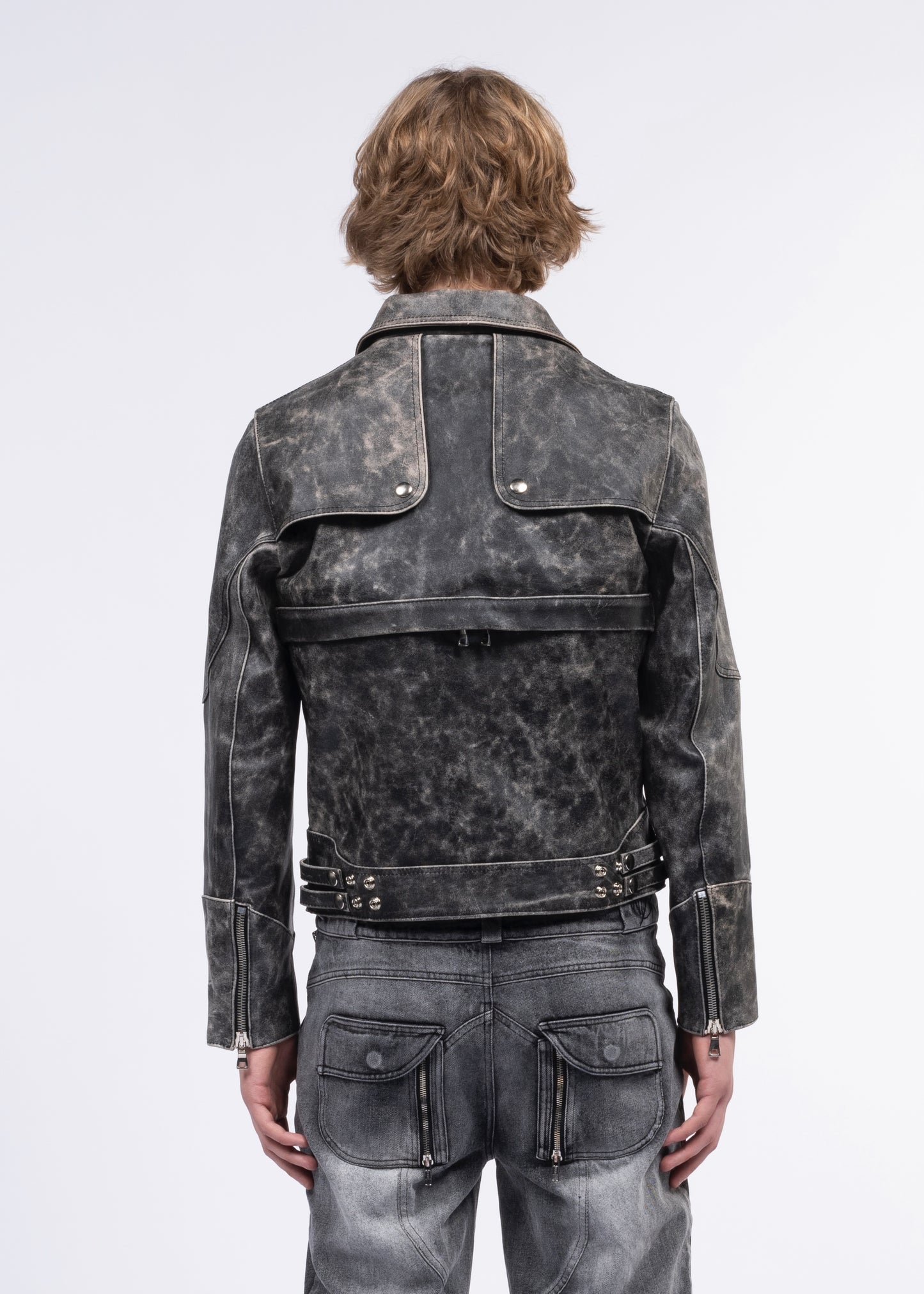 SNAKE ZIP LEATHER JACKET