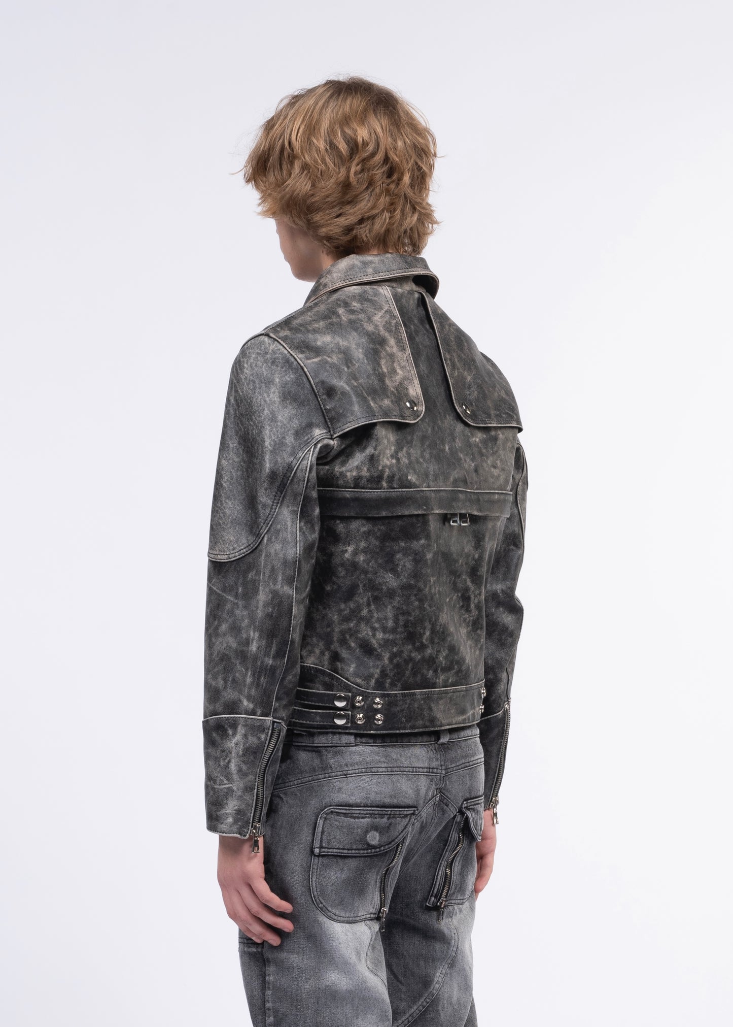 SNAKE ZIP LEATHER JACKET